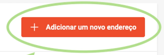 Botão Adicionar um novo endereço no alto da página Meus endereços