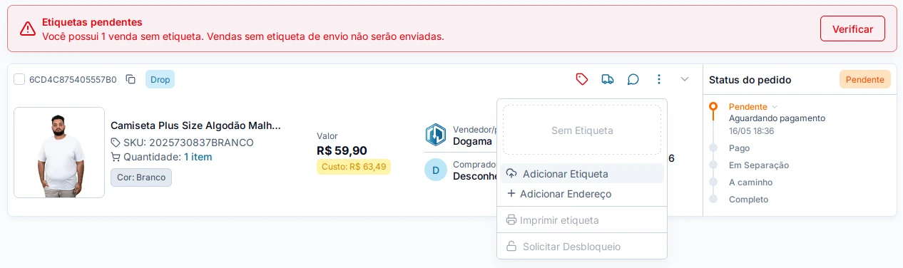 Anexar etiqueta de envio