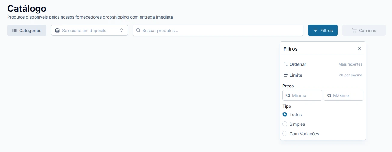 Filtros de busca