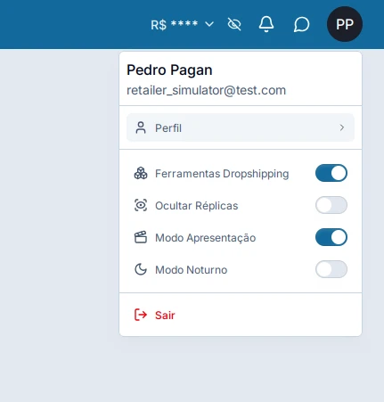 Clique no avatar do perfil