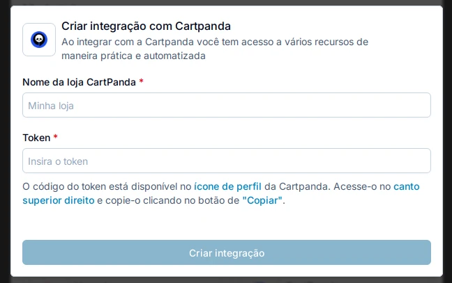 Exemplo de integração com Cartpanda