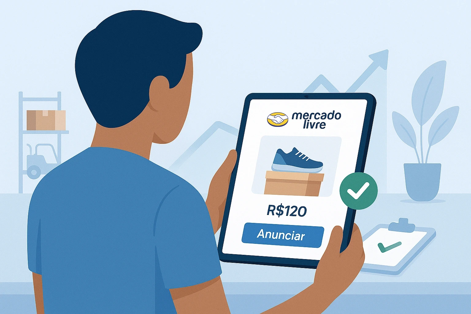 Ilustração para Anuncie facilmente nossos produtos