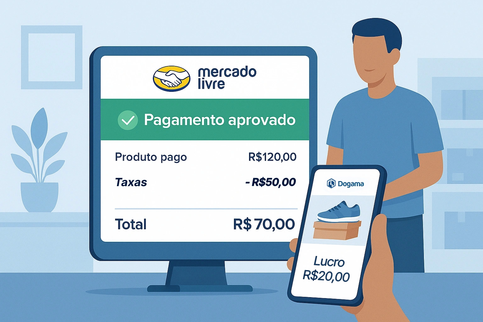 Ilustração para Você recebe o lucro da venda!