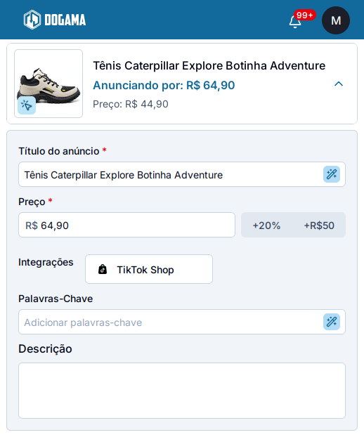 Gerenciamento de produtos na Dogama
